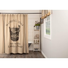VHC Brands Valley Farms Farmhouse Wooden Soap Tub Shower 72" x 72"