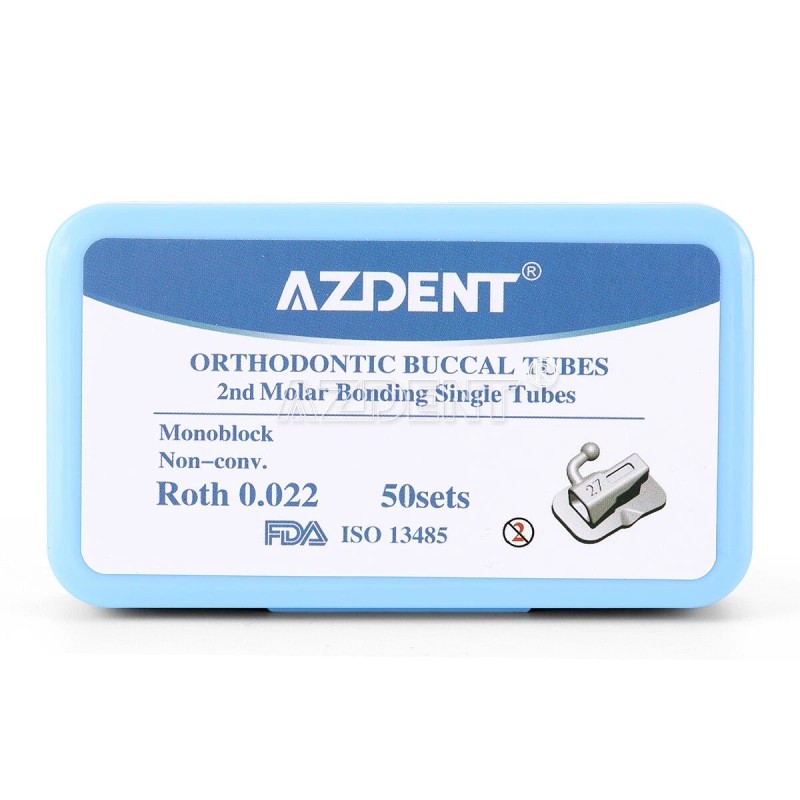 AZDENT Dental Orthodontic Buccal Tubes 2nd Molar Monoblock Roth 022