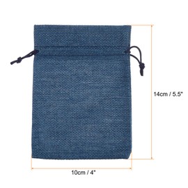 HARFINGTON 5pcs Small Burlap Bags with Drawstring, 4x5.5 Gift Bag Jewelry Pouches for Wedding Party Presents Festival Favors, Navy Blue