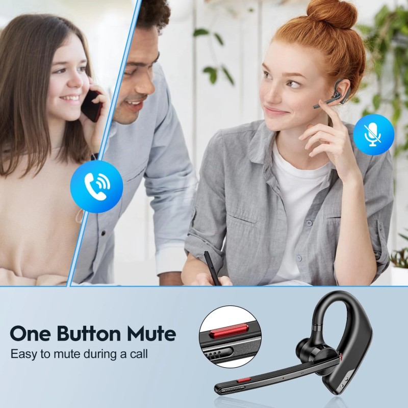 New bee Bluetooth Headset Wireless Earpiece for 1 PACK Black