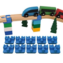 Baymo Duplo to Wooden Track Adapter for Kids Age 3 Years & Up - Railway Set Accessories & Add Ons (10 Adapters)