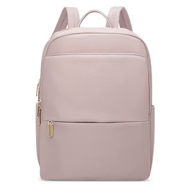 DEEVORCA Fashion Women Backpack Casual Work Dayback for 14 Inch Laptop Daily Shoulder Bags Travel Shopping Nylon Waterproof Business Large Backpacks Ladies Handbag Pink