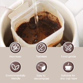 Udbrud Pack of 100 Coffee Filters, Portable Coffee Paper Filter Drip Coffee Bag with Hanging Ear Paper Coffee Filter for Most Cups, Filters for Travel, Camping, Home, Office