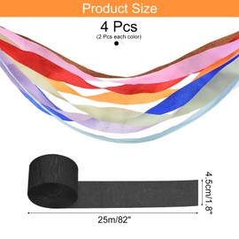 Rebower Crepe Paper Roll, 4 Rolls 328ft Crepe Paper Streamers, [for Party Streamer Decorations] - (1.8 Inch x 82 ft/Roll) / Black, White