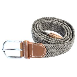 electromax Men Belts, Elastic Braided Stretch Belt with Covered Leather Buckle, for Men's Jeans, Trouser Belts (Khaki, Small/Medium)