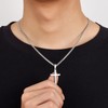 Fiusem Silver Tone Cross Necklace for Men, Beveled Edge Trapezoid