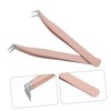 WOONEKY 2pcs Stainless Steel Eyelash Tweezers for Lash Extensions Curved