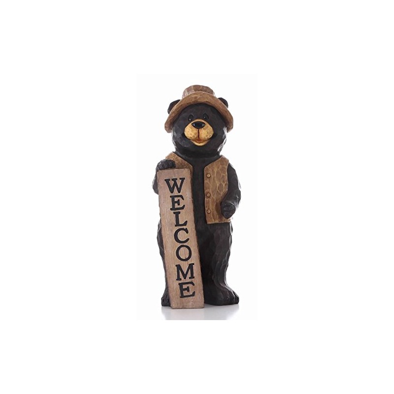 Hi-Line Gift Ltd Bear Standing with Welcome Sign Statue