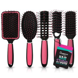 SOL 5pk Hair Brush Set for Women - Paddle, Round and Vented Brushes