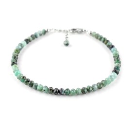 InfinityGemsArt Mother's Day Gifts May Birthstone Natural Emerald Gemstones Beaded Dainty Crystals Bracelets Jewelry for her, Chakra Healing Birthstone, Rhodium Plated 925 Sterling Silver Chain 8 inch