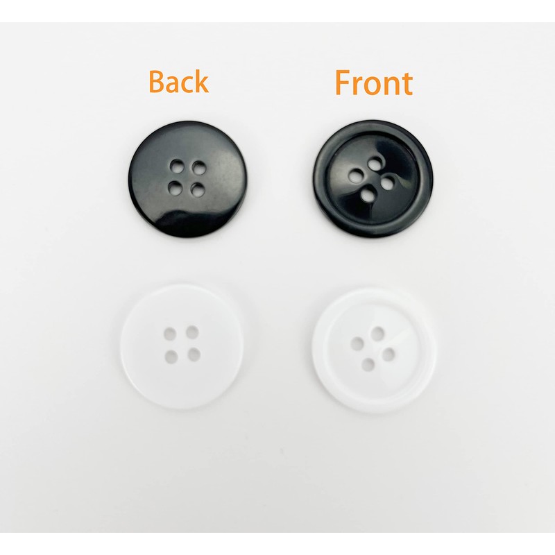 wennuo 100Pcs Sewing Buttons,Round Black 4-Hole Craft Buttons,5 Perfect Sizes