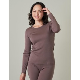 LAPASA Womens 100% Merino Wool Base Layer Set Midweight Thermal Underwear Long John Top & Bottom Warm Cold Weather L91 Large 2. Midweight Light Brown 1 Set