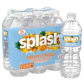 Splash Refresher Flavored Water Bottles, Pineapple Mango Flavor - 6-Pack, 16.9 Fl Oz - Refreshing Flavored Bottled Water with Electrolytes - Zero Sugar & Zero Calories