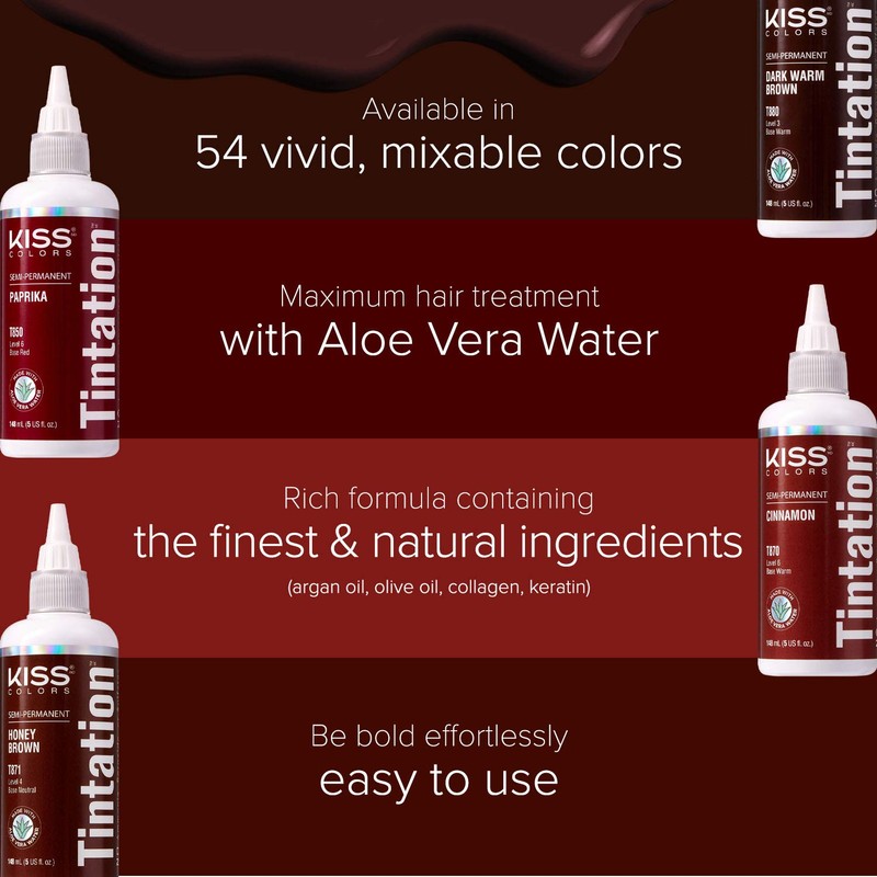 Red by Kiss Tintation Semi-Permanent Hair Color, Aloe Vera Water