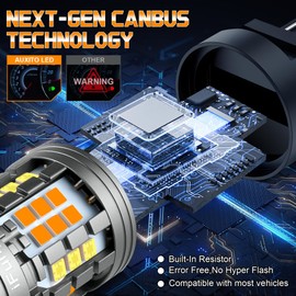 iFunyLED 2PCS 3157 Switchback LED Bulb, Super bright 3156 3056 3057 3047 3457 4157 LED, Anti Hyper Flash CANBUS Error Free, Dual Color for Turn Signal Lights and DRL/Parking Lights - Amber/White