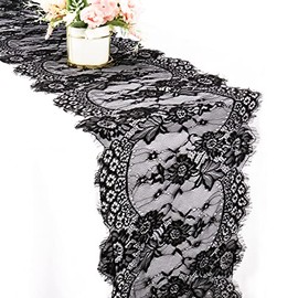2 paquetes de camino de mesa de encaje de 35,5 x 30,4 cm, diseño floral, vintage, para decoración de mesa, para bodas, fiestas de cumpleaños, fiestas de novia, baby shower, color negro