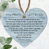 Paw Prints Left by You Memorial Heart Plaque with Inspirational