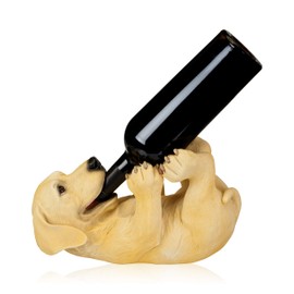 True Lab Playful Pup Bottle Holder for Tabletop and Countertop, Animal Wine Rack, Set of 1, Yellow