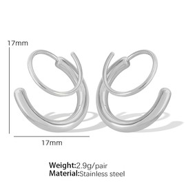 14k Gold Double Hoop Twist Earrings for Woman Girls Teen,Trendy Helix Piercing Earrings Hypoallergenic Faux Spiral Earrings Gifts (Silver)