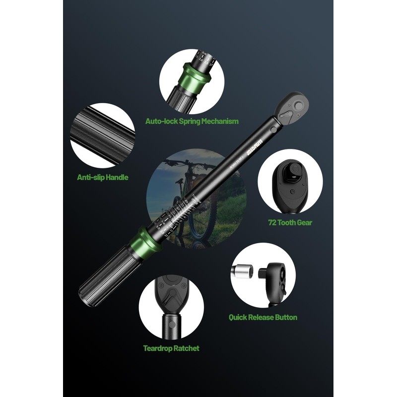 LLAVETOR 3/8 Drive Clic Torque Wrench Inch Pound, 7.38-81.18 ft.lb,