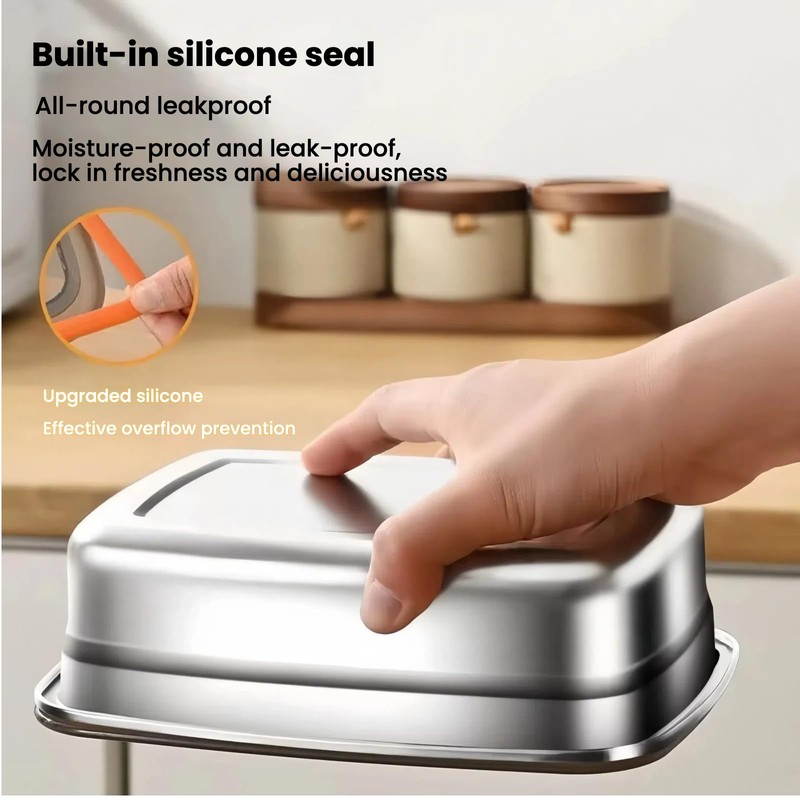 [2-Pack] 1500ml Bento Box Food Storage Container, Food Grade SUS316L