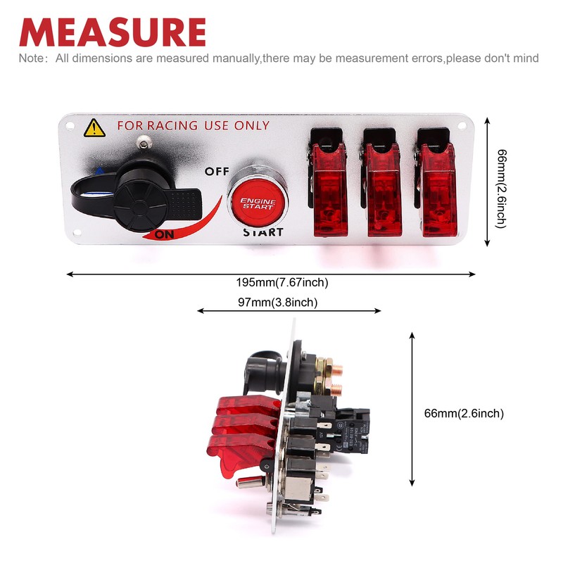 Ignition Switch Panel Kit, 12V Engine Start Push Button 5