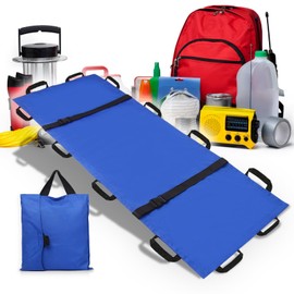 Portable Transport Stretcher with 12 Handles，Dog Stretcher & Gurney with Carrying Bag Patient Animal Mover Travel Size Emergency Casualty Evacuation-Capacity 400lbs (Blue)