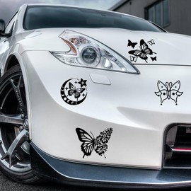 WADORN 5 Styles Butterfly Vinyl Decal Stickers, Boho Butterfly Car Vinyl Decal Colorful Butterflies Flower Moon Reflective Waterproof Car Window Decals for Cars Trucks Skateboard Wall Cup Laptop