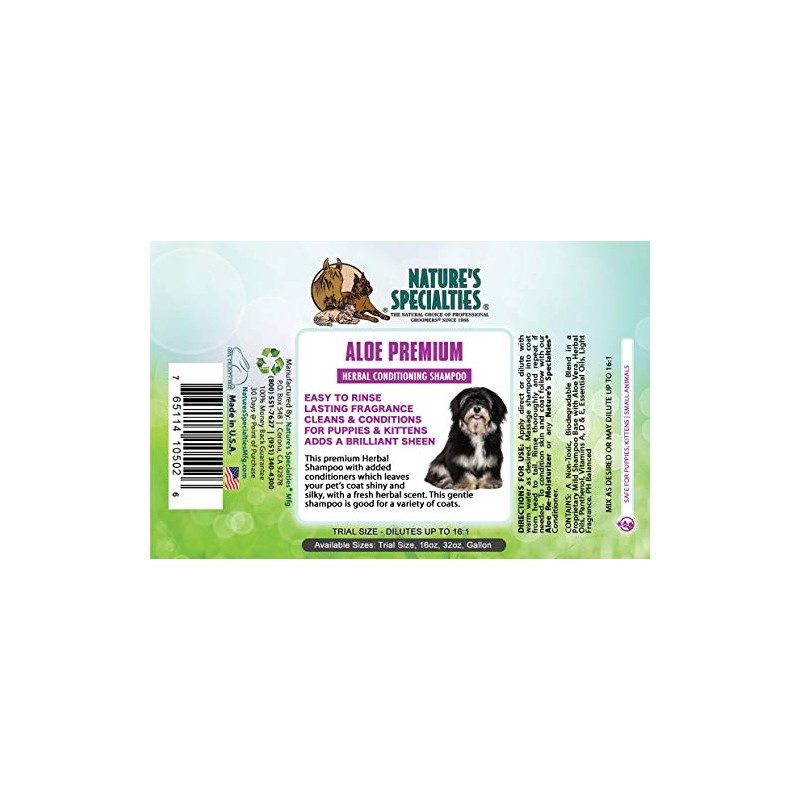 Natures Specialties Aloe Premium Pet Shampoo, 16-Ounce