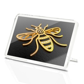 Classic Rectangle Magnet with Stand - 3D Manchester Bee Logo - Fridge Locker Office Whiteboard Toolbox #50003