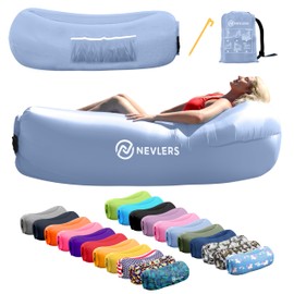 Nevlers 450Lbs Cap Inflatable Lounger Air Sofa in Periwinkle Blue | 210T Polyester Air Hammock Camping Chair | Waterproof Inflatable Beach Chair |Outdoor Blow Up Couch for Camping, Hiking & Festivals