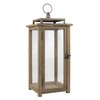 Stonebriar 18 Inch Rustic Wooden Candle Hurricane Lantern, For Table