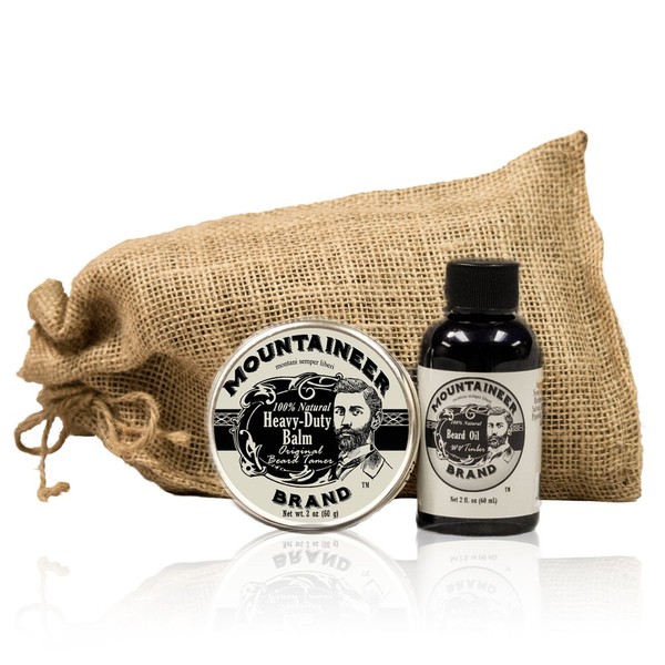 Mountaineer Brand Heavy Duty Beard Balm 2oz (Original Scent) and Beard Oil 2oz (WV Timber) The Ultimate Beard Conditioning Combo Pack