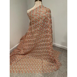 wowfabric4less123 PEACH GOLD Guipure Rhinestones Bridal Lace Fabric 50” Width SOLD BY THE YARD