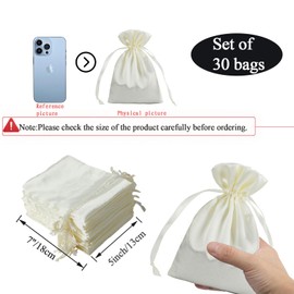 AKLVBL - Paquete de 30 bolsas de regalo de satén beige de 5 x 7 pulgadas, bolsas de joyería, bolsa con cordón, bolsas de regalo de boda, bolsas de baby shower, bolsas de seda..