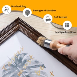 YiBaiBrush Chalk Paint Brush, 2 Pack Wax Brushes and Chalk Paint for Furniture DIY Art Crafts, Natural Bristle Round Oval Brush for All Painting and Waxing