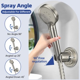 Suction Cup Handheld Shower Head Holder - Shower Head Holder Wall Mounted with Vacuum Power for Bathroom Tile/Glass(Nickel)