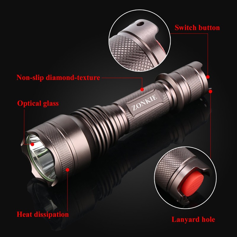 ZONKIE Daiwa LED Flashlight, 6000LM Powerful High Output Handheld Flashlight