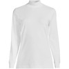 Lands' End Women Long Sleeve Relaxed Cotton Mock White Tall