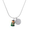 Delight Jewelry Resin Green Angel Holding Candy Cane Silvertone Engraved