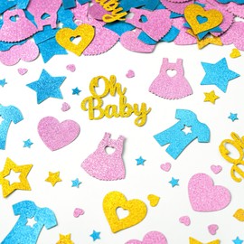 KatchOn Gender Reveal Table Confetti - Pack of 240 | Oh Baby Confetti for Baby Shower Table Decorations