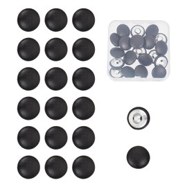 letsinstyle 20 PCS 18mm Faux Leather Covered Buttons, Black Round Sewing Button with Shank, PU Leather Replacement for Furniture Jeans Sofa Making Crafts