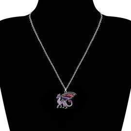 NEWEI Enamel Dragon Necklace Pendant Dainty Dragon Jewelry Gifts for Women Girls (Orchid)