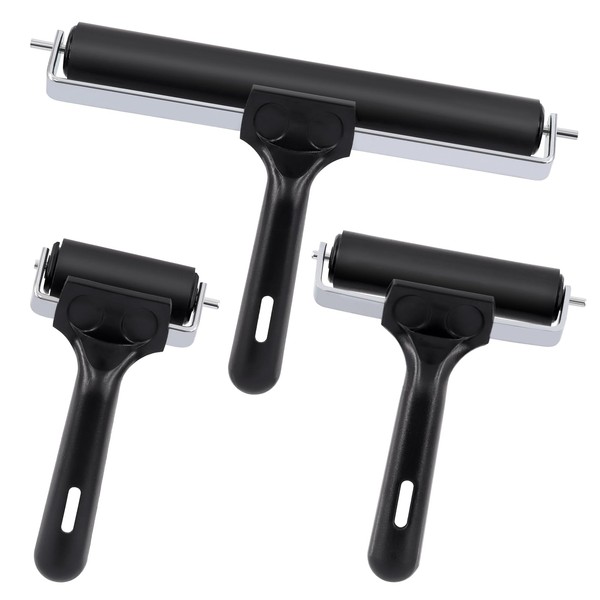 Mardatt 2Pcs 2.2" 4" 7.9”Rubber Rollers Craft Roller Stainless Steel