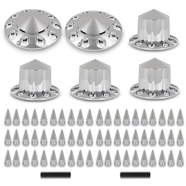CHEDA Chrome Hub Cover Kit Compatible with Semi-Trucks 20", 22.5" and 24.5" Hub Piloted Wheels,Needs at Least 3/4"-1" of Stud Thread for Lug Covers to Screw on to