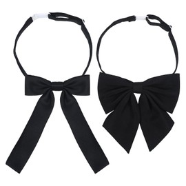 Quilax 2Pcs Bow Tie for Women, Self-tie Black Folding Bowtie Ribbon Choker, Adjustable Bow Tie for Women Shirt Party Wedding Cosplay Accessory
