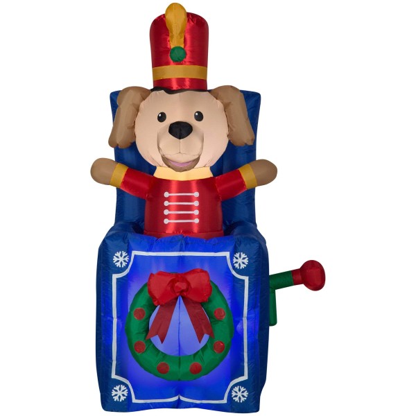 Gemmy Animated Christmas Inflatable Toy Soldier Dog in Pop Up