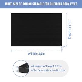 URMONA 34" x 22" Silicone Pet Feeding Mat, Dog Cat Food and Water Mat, Waterproof Raised Edge Cat Litter Box Tray, Rubber Pets Accessories, Puppy Kitty Essentials（Black）