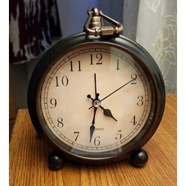Clock Vintage Retro Style Analog Alarm Clock, 4 inch Super Silent Non Ticking Small