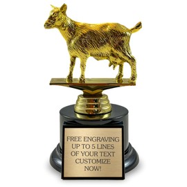 The Goat Trophy - Customized with Engraved Plate Award for The G.O.A.T. - Funny Recognition Trophies for Winner, Boss, Friends, Contest Winners and Fantasy Football